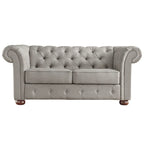 Grey Linen Tufted Loveseat, 2-Seat