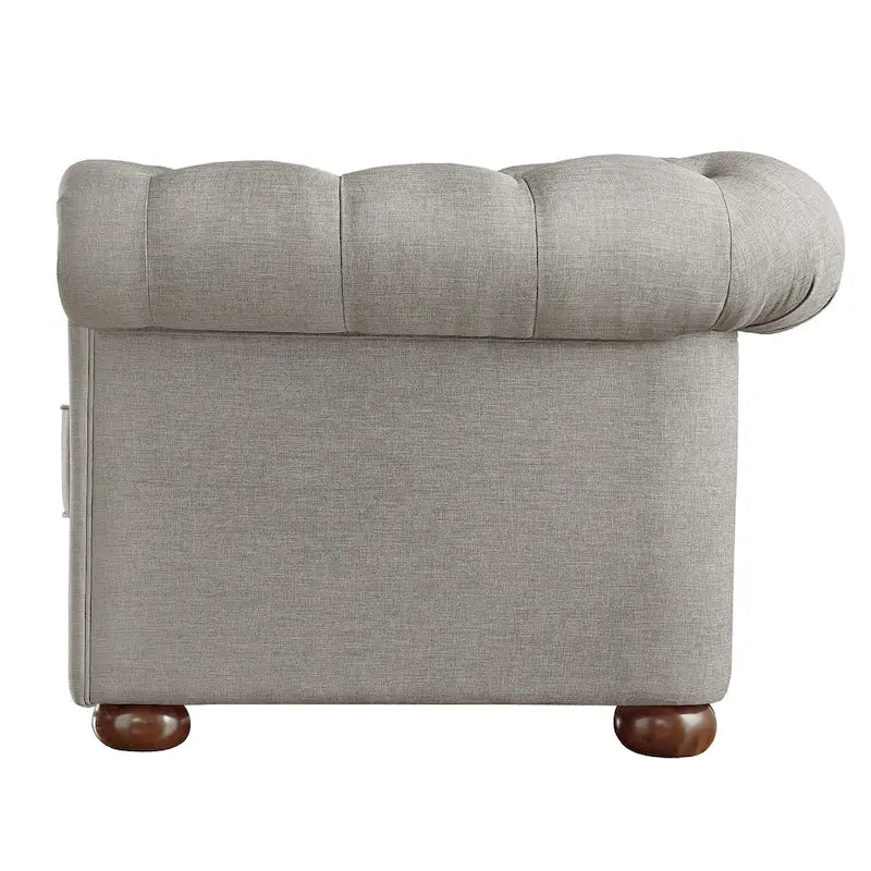 Grey Linen Tufted Loveseat, 2-Seat