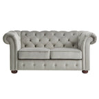 Grey Linen Tufted Loveseat, 2-Seat