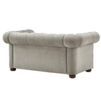 Grey Linen Tufted Loveseat, 2-Seat