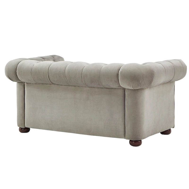 Grey Linen Tufted Loveseat, 2-Seat