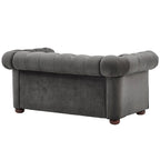 Grey Linen Tufted Loveseat, 2-Seat