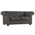 Grey Linen Tufted Loveseat, 2-Seat