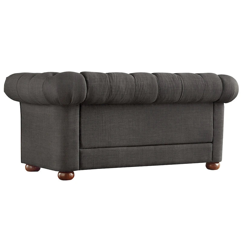 Grey Linen Tufted Loveseat, 2-Seat