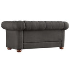 Grey Linen Tufted Loveseat, 2-Seat