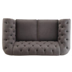 Grey Linen Tufted Loveseat, 2-Seat