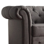 Grey Linen Tufted Loveseat, 2-Seat