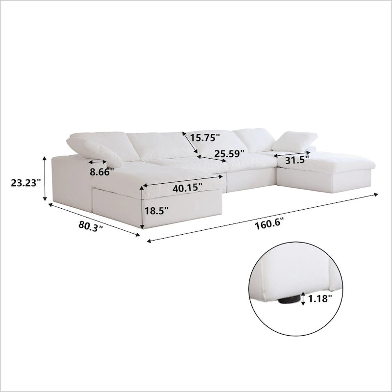 Modern Velvet Sectional Sofa Down Filled Overstuffed Upholstered Couches for Living Room