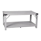 2-Tier Coffee Table with Metal Side Braces and Corner Caps