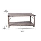 2-Tier Coffee Table with Metal Side Braces and Corner Caps