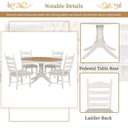 5-Piece Retro Functional Dining Table Set Wood Round Extendable Dining Table and 4 Upholstered Dining Chairs