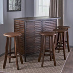 Brown Acacia Wood & Iron 5-Piece Bar Set, Seats 4