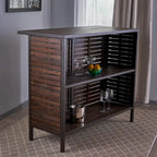 Brown Acacia Wood & Iron 5-Piece Bar Set, Seats 4
