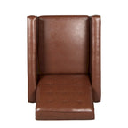 Cognac Brown Faux Leather Mid-Century Recliner, Single