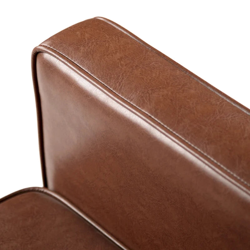 Cognac Brown Faux Leather Mid-Century Recliner, Single