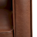 Cognac Brown Faux Leather Mid-Century Recliner, Single