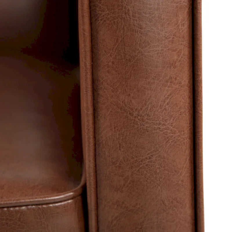 Cognac Brown Faux Leather Mid-Century Recliner, Single