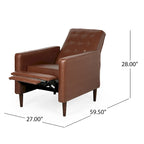 Cognac Brown Faux Leather Mid-Century Recliner, Single
