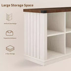 Bücherregal mit 8 Fächern, im Landhausstil, waagerecht, 62 Inch, aus Holz, für den Eingangsbereich, langes, niedriges Bücherregal fürs Wohnzimmer
