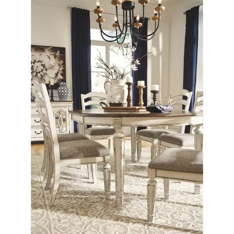 Signature Design by Ashley Nettle Bank Chipped White Dining Room Chair (Set of 2)