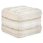 Natural / Grey Handloom Woven Square Pouf – 1-Person Seat & Footstool