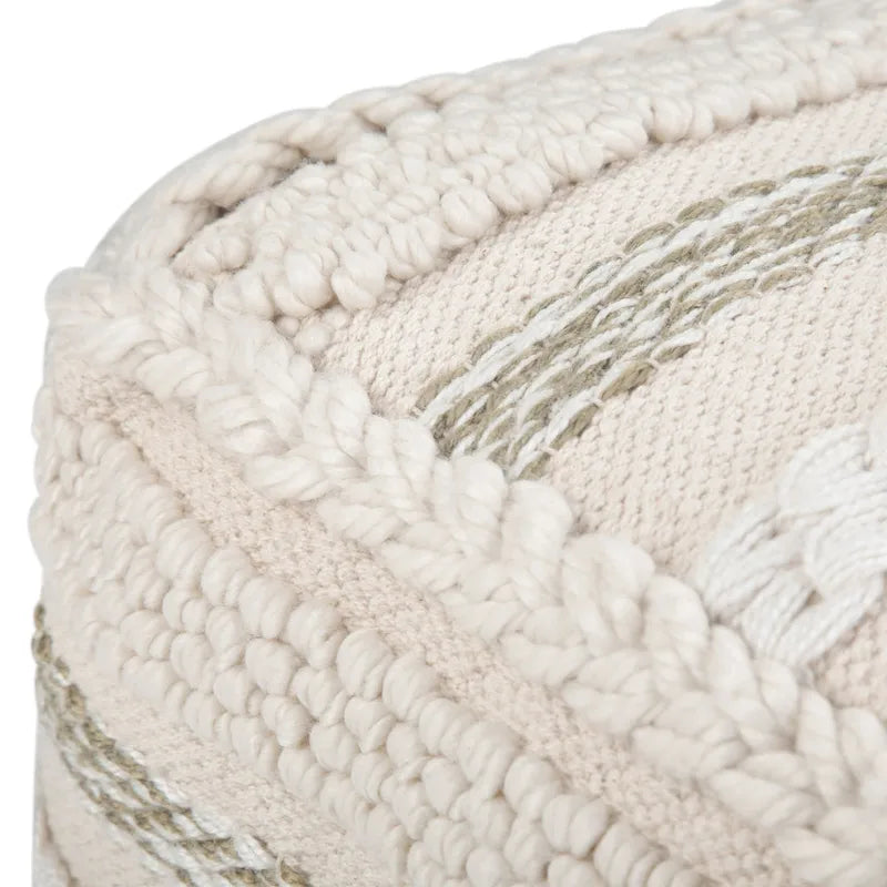 Natural / Grey Handloom Woven Square Pouf – 1-Person Seat & Footstool