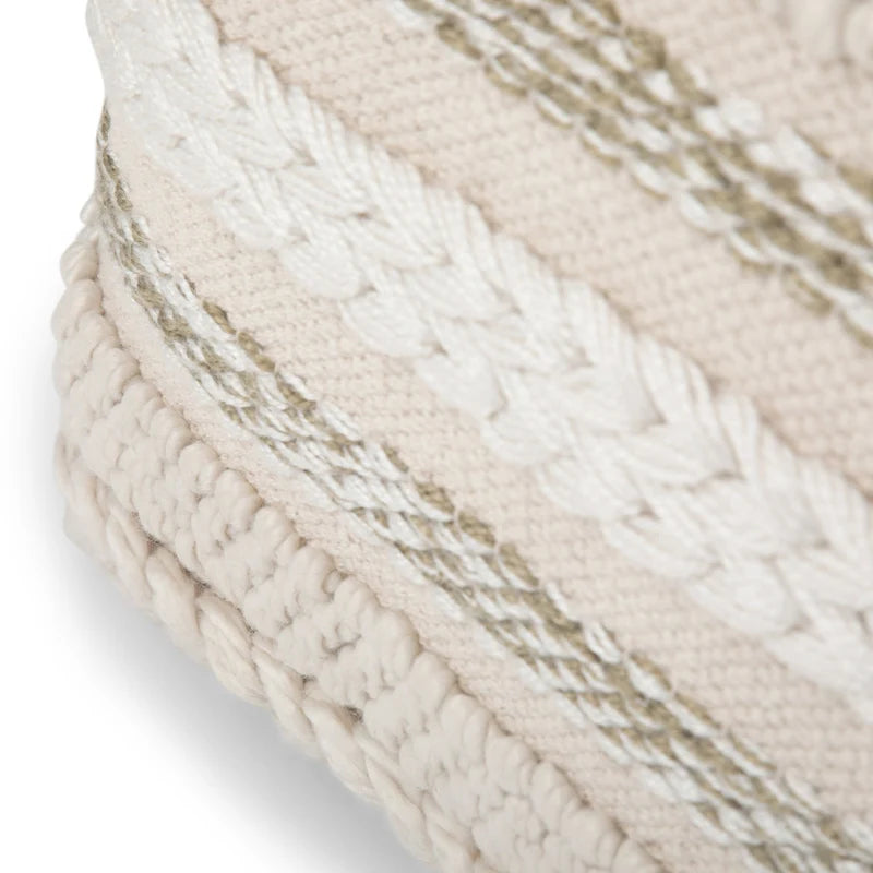 Natural / Grey Handloom Woven Square Pouf – 1-Person Seat & Footstool