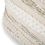 Natural / Grey Handloom Woven Square Pouf – 1-Person Seat & Footstool