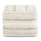 Natural / Grey Handloom Woven Square Pouf – 1-Person Seat & Footstool