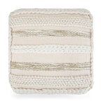 Natural / Grey Handloom Woven Square Pouf – 1-Person Seat & Footstool