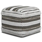 Natural / Grey Handloom Woven Square Pouf – 1-Person Seat & Footstool