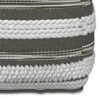 Natural / Grey Handloom Woven Square Pouf – 1-Person Seat & Footstool