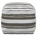 Natural / Grey Handloom Woven Square Pouf – 1-Person Seat & Footstool