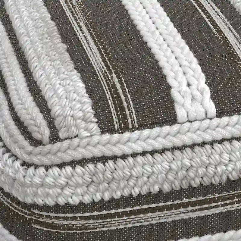 Natural / Grey Handloom Woven Square Pouf – 1-Person Seat & Footstool