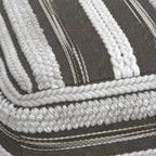 Natural / Grey Handloom Woven Square Pouf – 1-Person Seat & Footstool