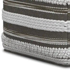 Natural / Grey Handloom Woven Square Pouf – 1-Person Seat & Footstool