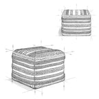 Natural / Grey Handloom Woven Square Pouf – 1-Person Seat & Footstool