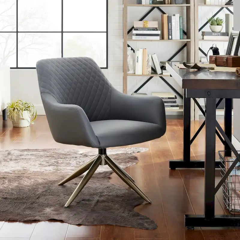 Faux Leather Swivel Accent Chair, Single Seat – Cognac / White / Grey / Brown / Light Grey