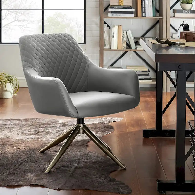 Faux Leather Swivel Accent Chair, Single Seat – Cognac / White / Grey / Brown / Light Grey
