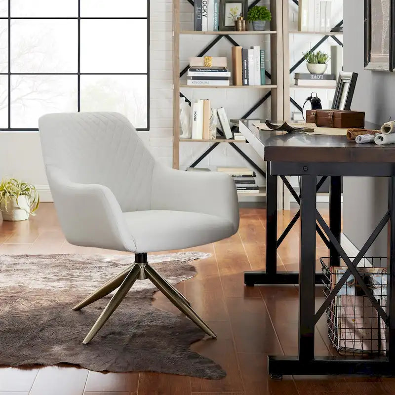 Faux Leather Swivel Accent Chair, Single Seat – Cognac / White / Grey / Brown / Light Grey