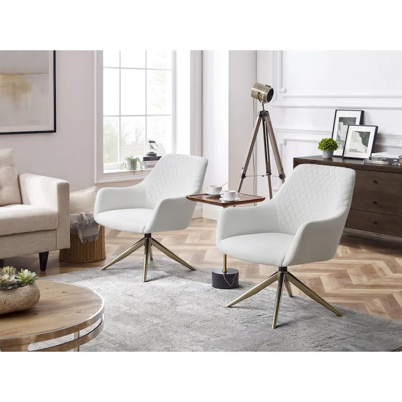 Faux Leather Swivel Accent Chair, Single Seat – Cognac / White / Grey / Brown / Light Grey