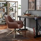 Faux Leather Swivel Accent Chair, Single Seat – Cognac / White / Grey / Brown / Light Grey