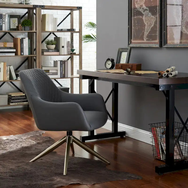 Faux Leather Swivel Accent Chair, Single Seat – Cognac / White / Grey / Brown / Light Grey