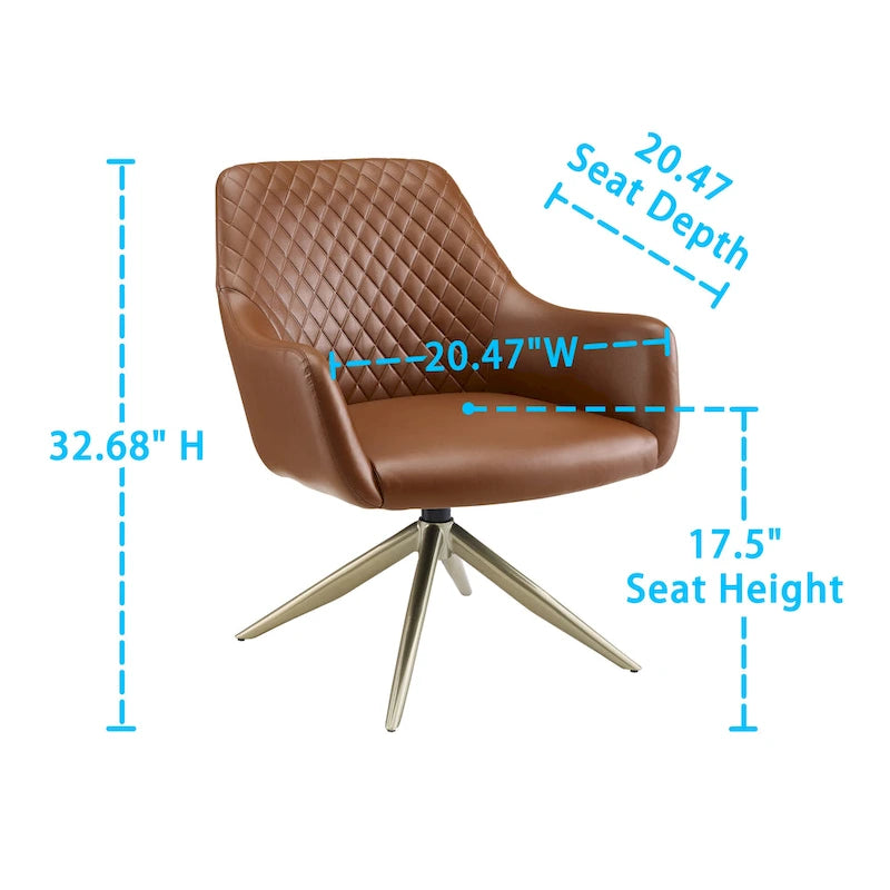 Faux Leather Swivel Accent Chair, Single Seat – Cognac / White / Grey / Brown / Light Grey