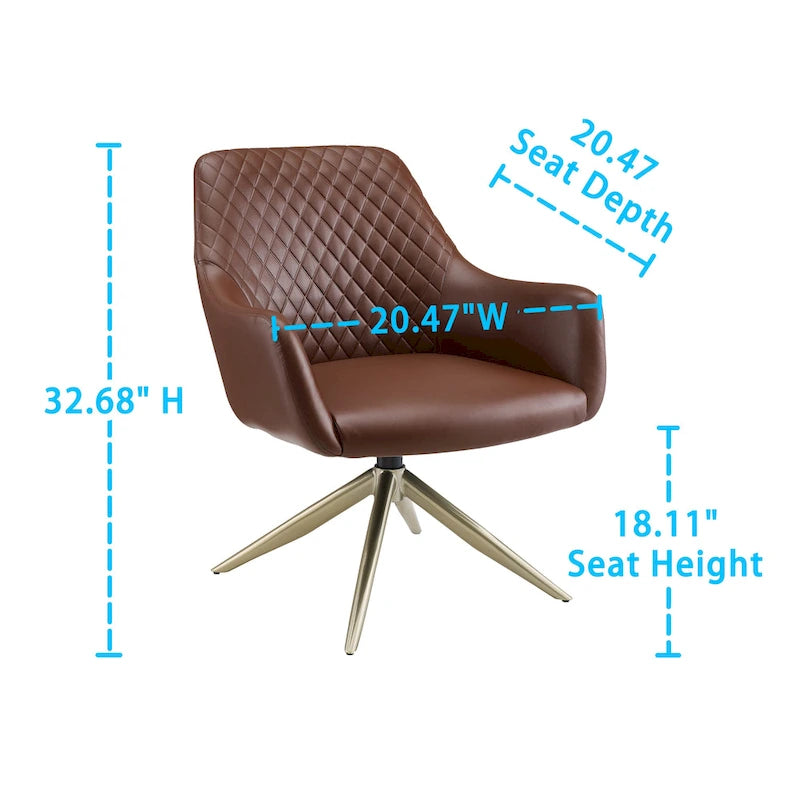 Faux Leather Swivel Accent Chair, Single Seat – Cognac / White / Grey / Brown / Light Grey
