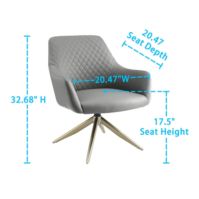 Faux Leather Swivel Accent Chair, Single Seat – Cognac / White / Grey / Brown / Light Grey