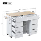 Kitchen Island Cart with Rubber Wood Top and Locking Wheels