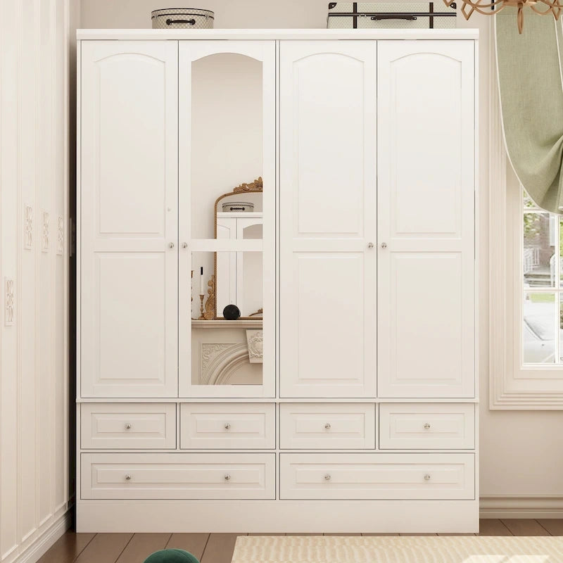 Modular Majesty Double Wardrobe Mirror-Front Storage Closet Armoires
