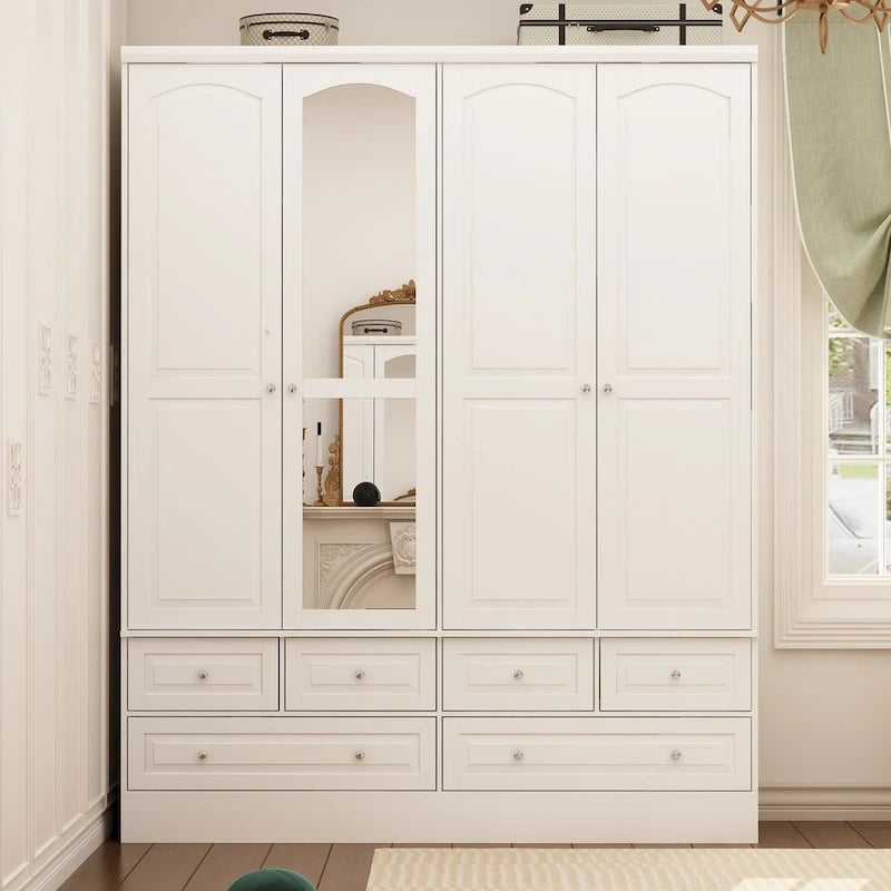 Modular Majesty Double Wardrobe Mirror-Front Storage Closet Armoires
