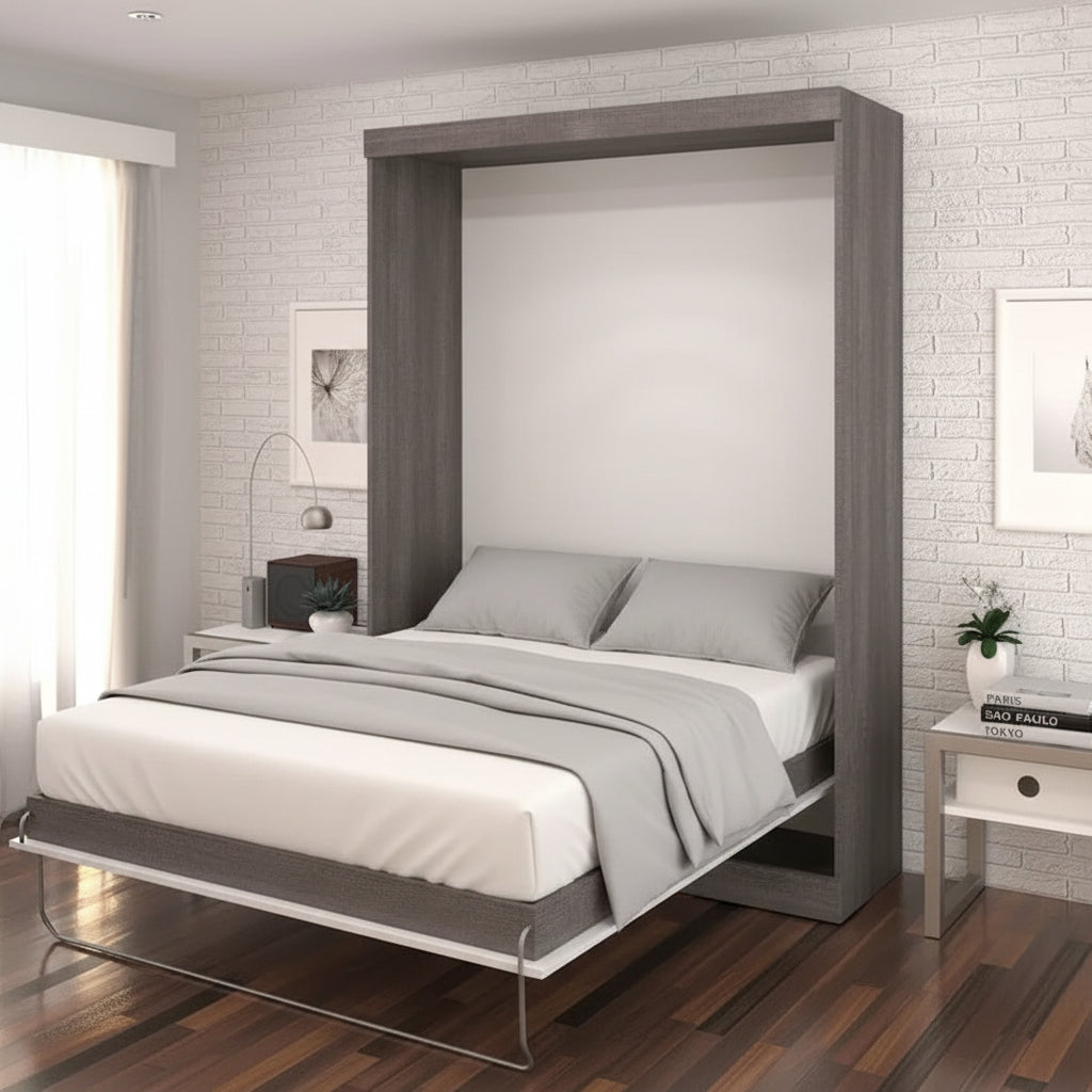 Bestar Nebula Full Murphy Bed with Storage, Wall Bed for Guest Room